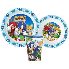 Jedilni set Sonic the Hedgehog, mikroplastični set s skodelico 260 ml Jedilni set Sonic the Hedgehog, mikroplastični set s skodelico 260 ml