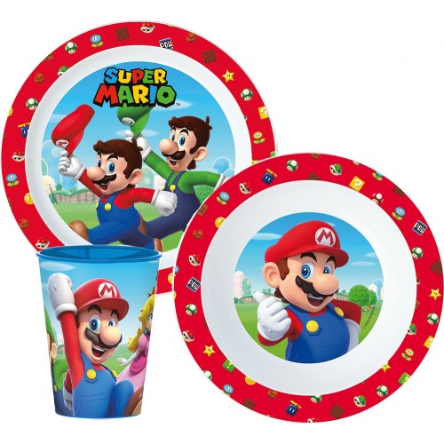 Jedilni set Super Mario, mikroplastika, s skodelico 260 ml