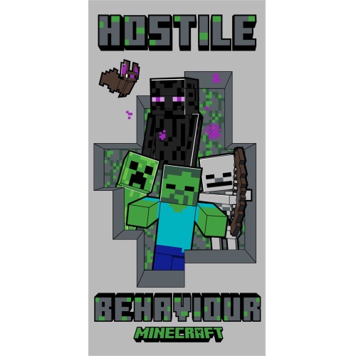 Kopalna brisača Minecraft Hostile Behavior 70x140cm Kopalna brisača Minecraft Hostile Behavior 70x140cm
