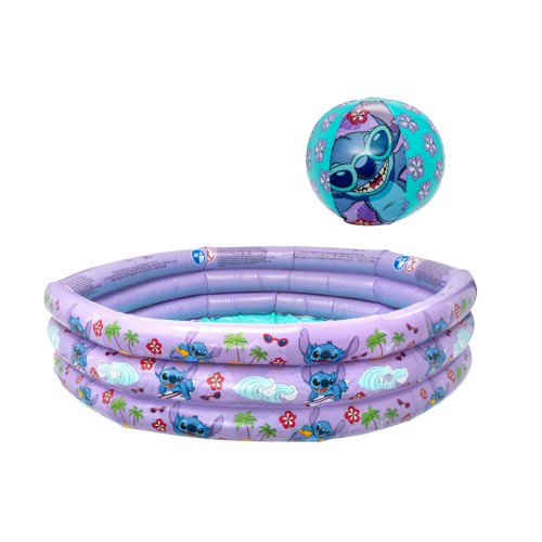 Disney Lilo & Stitch Hawaiian otroški komplet bazen s 3 obroči in žogo za na plažo Disney Lilo & Stitch Hawaiian otroški komplet bazen s 3 obroči in žogo za na plažo