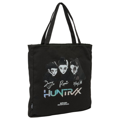 kpop Demon Hunters Črna platnena torba z zadrgo, nakupovalna torba 38 cm kpop Demon Hunters Črna platnena torba z zadrgo, nakupovalna torba 38 cm