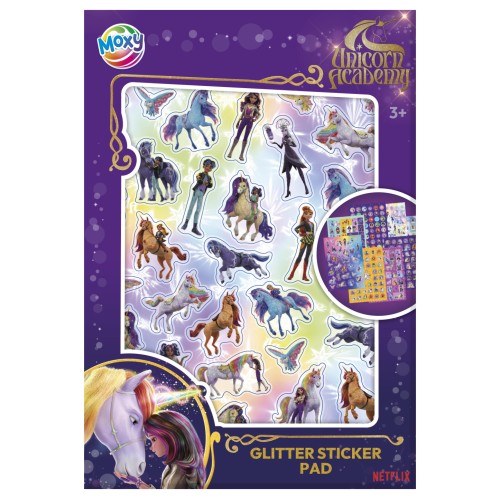 Album z bleščečimi nalepkami Unicorn Academy Magic z 8 listi Album z bleščečimi nalepkami Unicorn Academy Magic z 8 listi