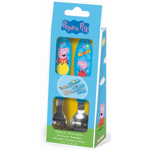 Jedilni pribor Peppa Pig Hooray - 2 kosa kovinski 