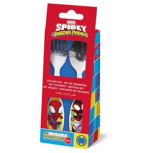 Jedilni pribor Spiderman Spidey Friends - 2 kosa kovinski Jedilni pribor Spiderman Spidey Friends - 2 kosa kovinski