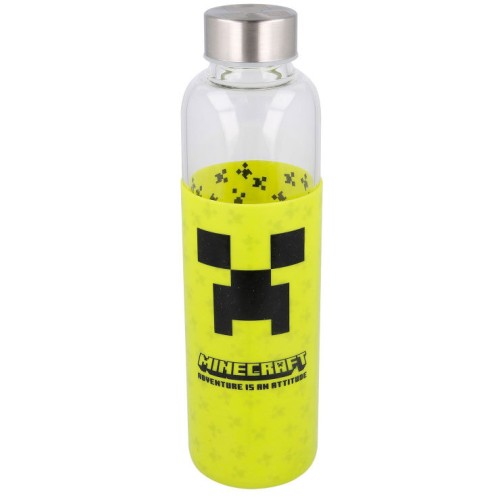 Steklena steklenica s silikonskim ovojem Minecraft 585 ml Steklena steklenica s silikonskim ovojem Minecraft 585 ml