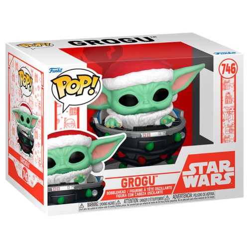 POP figura Vojne zvezd Grogu z Božičkovo kapo v vozičku