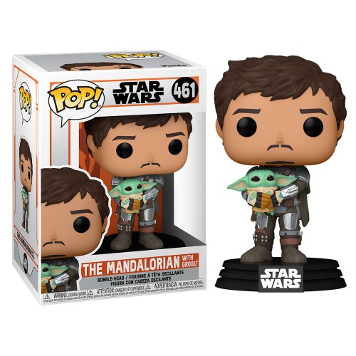 POP figura Vojna zvezd Mandalorian Mando drži otroka